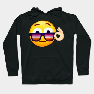 Emoji with Lesbian Flag Sunglasses Hoodie